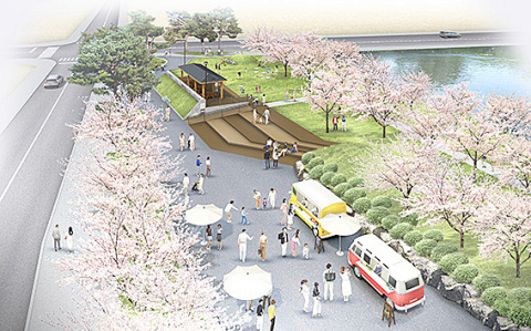23年3月の完成を目指す鶴岡公園正面広場の整備イメージ図