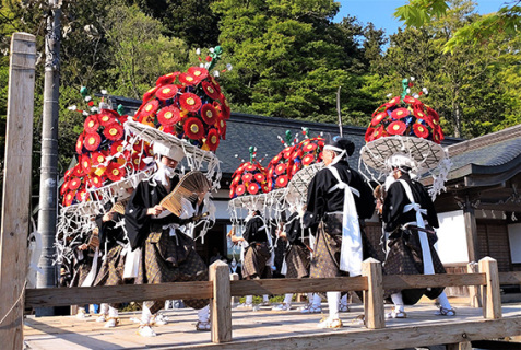 伝統の花笠舞が華麗、勇壮に披露された