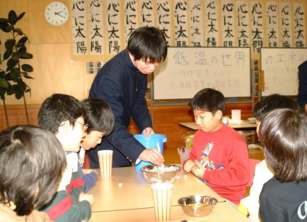 西荒瀬小の児童たちがお兄さんたちからエネルギーについて学んだ