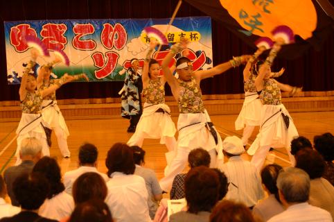 華やかな衣装とエネルギッシュな演舞が見物客を魅了した